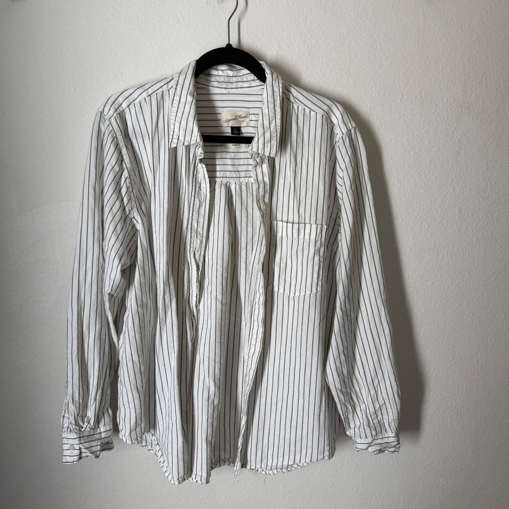 Green and White Classic Pinstripe Cotton Button Down Shirt